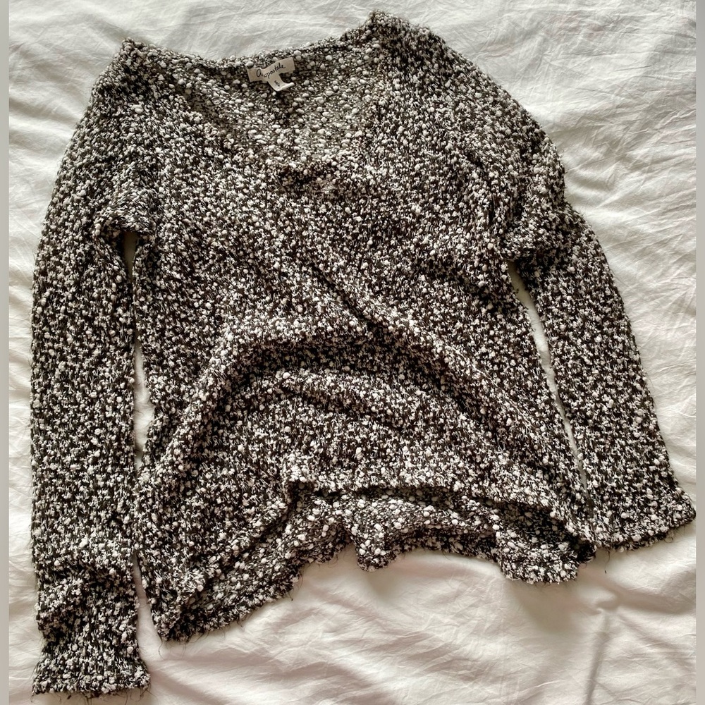Textured Black and White Knit Sweater